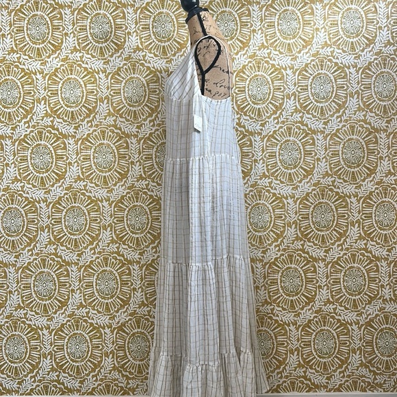 NWT Free People Marigold Gauzy Plaid Tiered Maxi Dress in Canvas Combo Sz XL - Picture 11 of 16